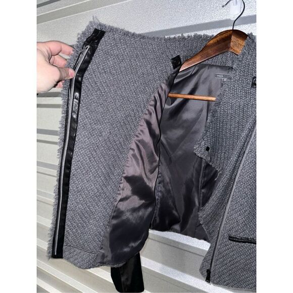 Vince Black & Gray Lambskin Leather Knit Racer Jacket Size XS - Picture 8 of 12